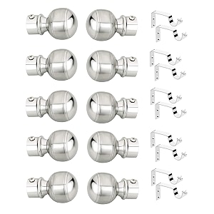 stainless steel glossy matte series curtain bracket support 5 set door and window fitting for rod silver 1 inch 10 pieces