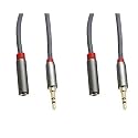 C&amp;E CNE723136 1.5 FT(0.4 M) 3.5mm Aux Male to Female Extension Stereo Audio Cable Grey (1.5 Feet/0.4 Meters) Compatible for iPhone, iPad or Smartphones, Tablets, Media Players (2 Pack)