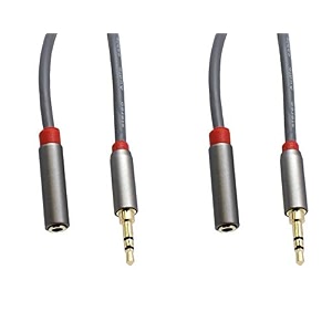 campe cne723600 6ft18m 35mm aux male to female extension stereo audio cable grey 6 feet18 meters compatible for iphone ipad or smartphones tablets media players 2 pack