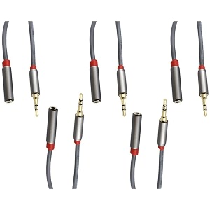 campe cne724218 15 ft45 m 35mm aux male to female extension stereo audio cable grey 15 feet45 meters compatible for iphone ipad or smartphones tablets media players 5 pack