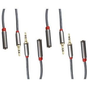 campe cne724607 50ft152m 35mm aux male to female extension stereo audio cable grey 50 feet152 meters compatible for iphone ipad or smartphones tablets media players 4 pack