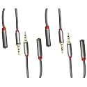 C&E CNE724607 50ft(15.2M) 3.5mm Aux Male to Female Extension Stereo Audio Cable Grey (50 Feet/15.2 Meters) Compatible for iPhone, iPad or Smartphones, Tablets, Media Players (4 Pack)