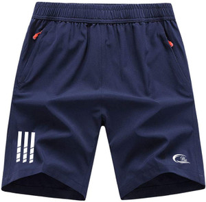c blue solid men black sports shorts