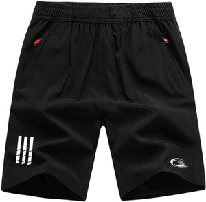 c blue solid men black sports shorts