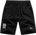 C BLUE Solid Men Black Sports Shorts