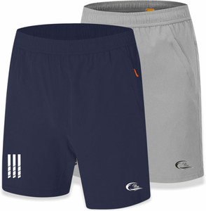 c blue pack of 2 solid men blue dark grey sports shorts