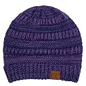 C.C Exclusives Soft Stretch Cable Knit Messy Bun Ponytail Beanie Winter Hat for Women (MB-20A)