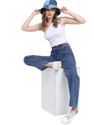 A C CREATION Women Wide Leg High Rise Blue Jeans