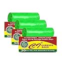 Garbage Bags Premium Heavy Duty Trash/Dustbin Plastic Bags For Pantry (Medium, Green)(Pack Of 3)(90 Bags) Green With Detachable Tie Tape, 90 Piece