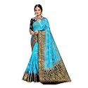 C J Enterprise Women's Banarasi Saree Pure Kanjivaram Silk Saree Soft Design Wear Pattu Sarees Latest Party Cotton With Blouse Piece Kanchipuram for Wedding traditional new 2024 (MarryGold Sky Blue)