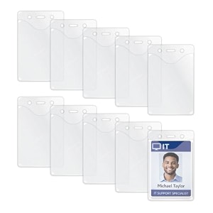 c-line heavy duty vinyl badge holders vertical 238 x 338 inches 100 per pack clear 88617