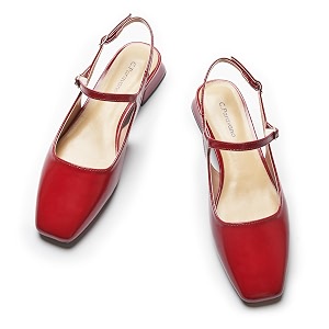 C.Paravano Square Toe Slingback Flats Sandals for