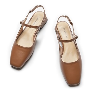 C.Paravano Square Toe Slingback Flats Sandals for