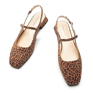 C.Paravano Square Toe Slingback Flats Sandals for