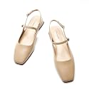 C.Paravano Square Toe Slingback Flats Sandals for