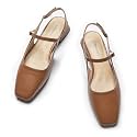 C.Paravano Square Toe Slingback Flats Sandals for