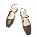 C.Paravano Square Toe Slingback Flats Sandals for