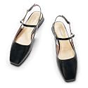 C.Paravano Square Toe Slingback Flats Sandals for