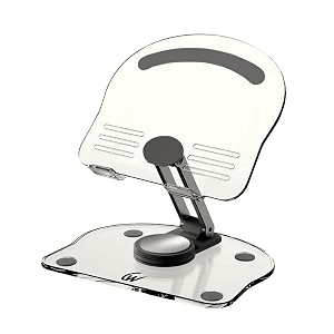 c-thru 360 rotating tablet stand holder foldable adjustable tablet holder for ipad pro kindle tab smartphone and moretransparent