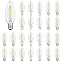 C26 LED Replacement Bulbs, 25 Pack Electric Candle Lamp Light Bulbs, E12 Candelabra Bulb for Window Candles, Chandeliers, Ceiling Fan, Night Light, 2700K Warm White