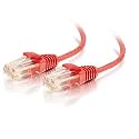 C2G/Cables to Go 01169 Cat6 Snagless Unshielded (UTP) Slim Ethernet Network Patch Cable, Red (10 Feet)