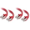 C2G Legrand Cat6 Ethernet Cable, Snagless Shielded Cat6a Patch Cable, Red Network Patch Cable, 1 Foot Snagless STP Ethernet Cable, 1 Count, 00842 (Pack of 2)