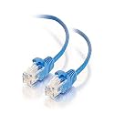 C2G Legrand Cat6 Slim Ethernet Cable, Snagless Unshielded Cat6a Patch Cable, Blue Slim Network Patch Cable, 2 Foot Snagless UTP Ethernet Cable, 1 Count, C2G 01074