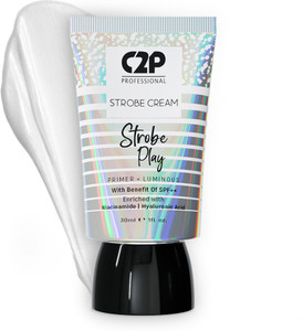c2p professional make-up strobe cream illuminating glowing makeup face 3 in 1 moisturizer primer highlighter 30 g silver 01