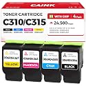 C310 C315 Toner Cartridges High Capacity 4-Pack Black Cyan Magenta Yellow