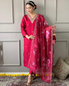 C4A Embroidered Kurta TrouserPant Dupatta Set