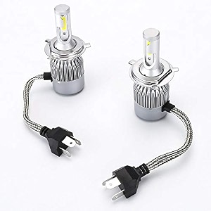 c6 shoptron h4 car light all in one compact design with 36w3800lm led headlight conversion kit for cars 6000k silver - set of 2 pieces