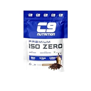 c9 nutrition iso zero whey isolate 1kg 30 serving  26gm protein  514gm bcaa  383 gm glutamine  banned substance free  gluten free  iso9001gmp certified  lab tested 1 kg cafe