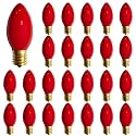 C9 Red Christmas Light Bulbs, 25 Pack C9 Incandescent Replacement Bulbs for Christmas String Light, E17 Intermediate Base, 7Watt Night Lights Bulbs
