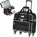 CAB55 2 Ball Bowling Bag with 4 Wheels, Double Bowling Ball Bag with Separate Shoe Compartment, (Up To US Men Size 16), and Multiple Multifunctional Accessory Pockets