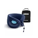 Cabeau Evolution X Deluxe - Best Travel Neck Pillow with Travel Bag (Dark Blue/Light Blue)