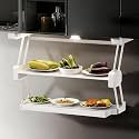 Cabinet Drop Down Shelf Pull-Down Double-Layer Lifting Storage Rack Hidden Pull-Down Storage Saves Internal Space Easy To Install Suitable for Kitchens and Bathrooms white 910mm/36in
