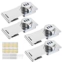 Cabinet Locks with Combination, Password Hasp Locks, 4 Pcs Silver