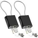 Cable Padlock Free Adjustable Lock 3 Keys, 1.15ft/0.35m Black 2Pcs