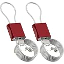 Cable Padlock Free Adjustable Lock 3 Keys, 6.56ft/2m Red 2Pcs