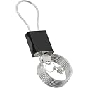 Cable Padlock Free Adjustable Lock 3 Keys, 6.56ft/2m Black