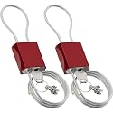 Cable Padlock Free Adjustable Lock 3 Keys, 3.28ft/1m Red 2PCS