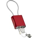 Cable Padlock Free Adjustable Lock 3 Keys, 1.15ft/0.35m Red