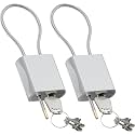 Cable Padlock Free Adjustable Lock 3 Keys, 1.15ft/0.35m Silver 2Pcs