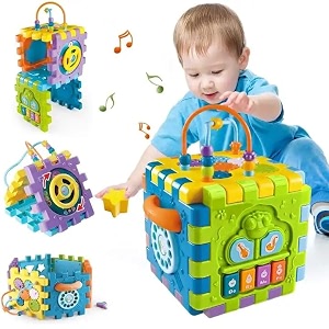 cable world activity cube for toddlers baby educational musical toy for kids - early development learning toys with 6 different activities - best gift for children