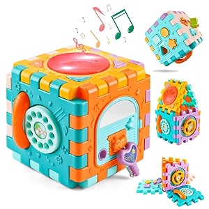 cable world baby toddler activity center musical activity cube play learning center toy interactive educational activity house multi-functions with lights sounds big activity cube heavy cube