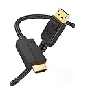CableCreation Active DisplayPort to HDMI Cable 4K, 6FT Braided DP to HDMI Cord, Support Eyefinity Multi-Screen, 4K@30Hz &amp; 3D Audio/Video Converter, 1.83M / Black