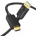CableCreation Active DP to HDMI Cable HDR 4K@60Hz 2K@144Hz 1080P@144Hz, 8FT Unidirectional DisplayPort to HDMI Monitor Cable, DP 1.4 to HDMI 4K Braided, Support Eyefinity Multi-Display, Aluminum