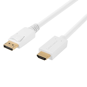 cablecreation displayport to hdmi cable 6ft 4k 30hz dp 12 to hdmi male to male cable 3d audiovideo cord converter for pcs to hdtv monitor projector white