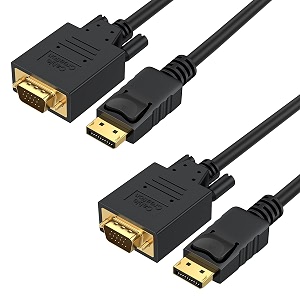 cablecreation dp to vga cable 6 ft 2-pack displayport to vga cable gold plated 1080p60hz dp male to vga male cable black