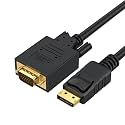 CableCreation Displayport to VGA Cable 6ft DP to VGA Gold Plated Standard DP Male to VGA Male Cable (Black)
